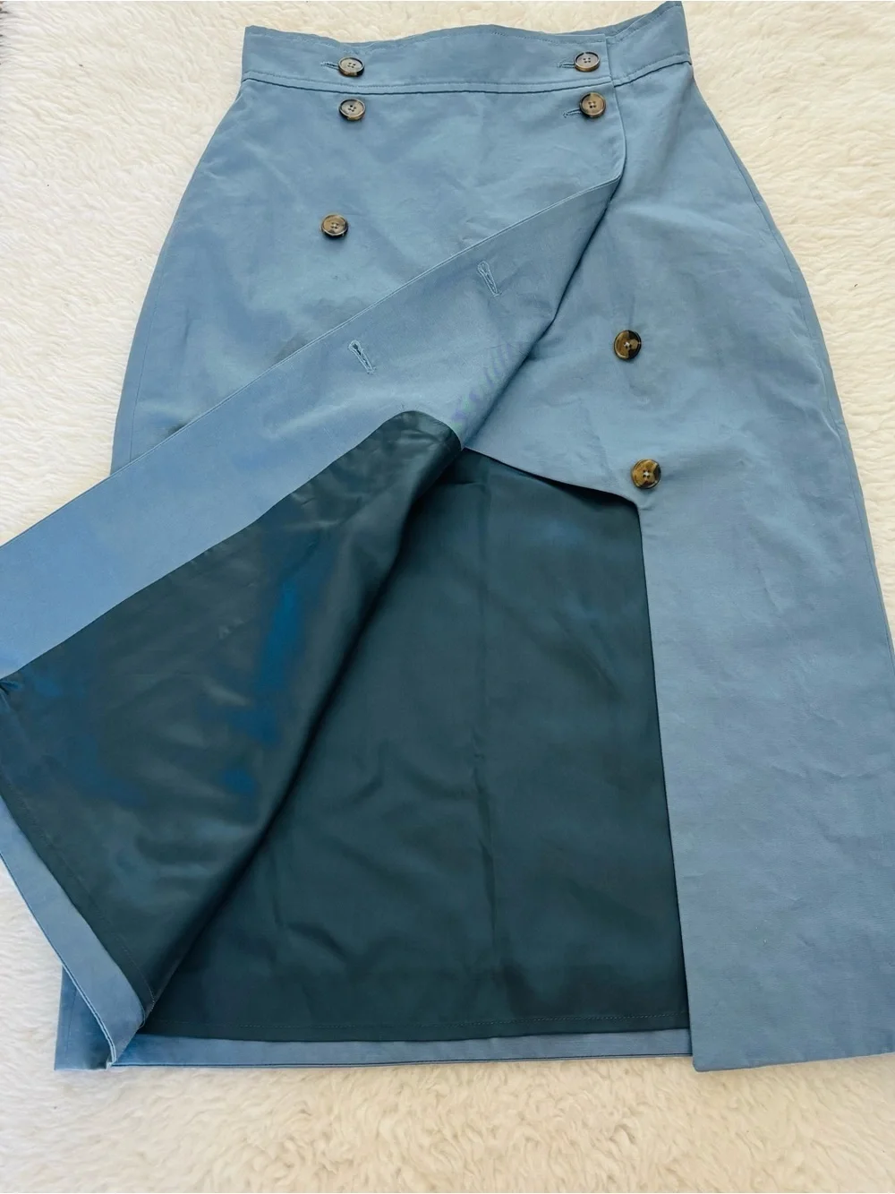 Paul Smith Overlaps Classic Blue Button-Front Skirt size EU 40